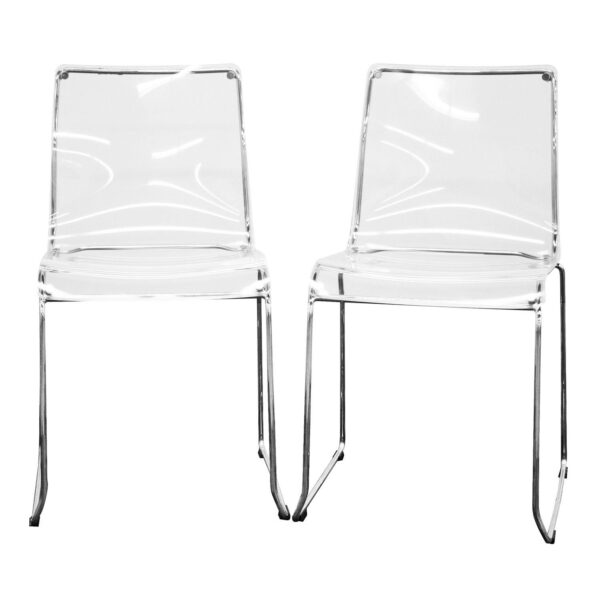 Baxton Studio 2-Piece Lino Transparent Dining Chair Set