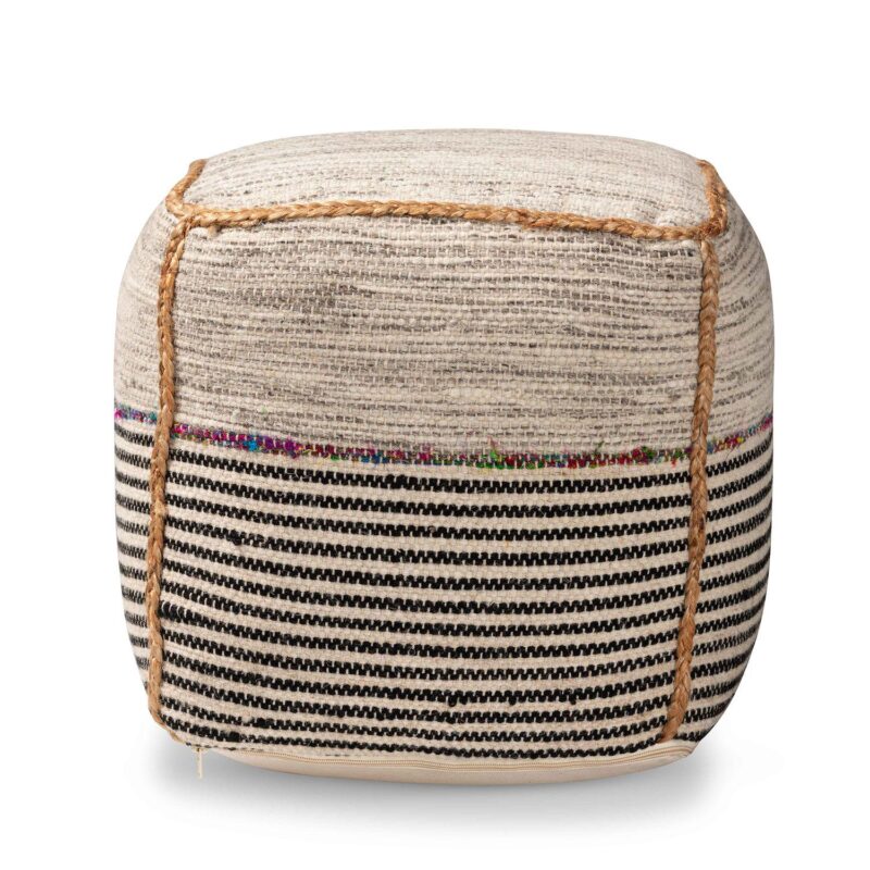 Baxton Studio Arta Woven Pouf Ottoman - Image 2