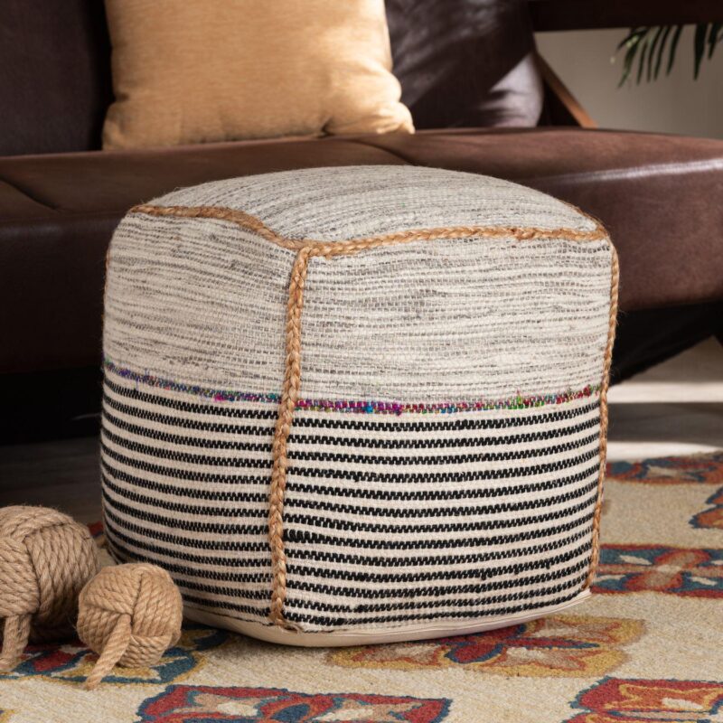Baxton Studio Arta Woven Pouf Ottoman - Image 4