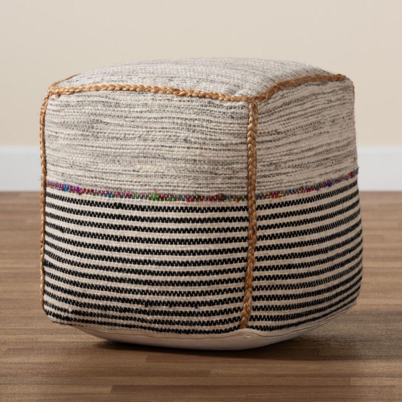 Baxton Studio Arta Woven Pouf Ottoman - Image 5