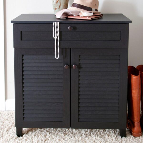 Baxton Studio Calvin Shutter Door Storage Cabinet