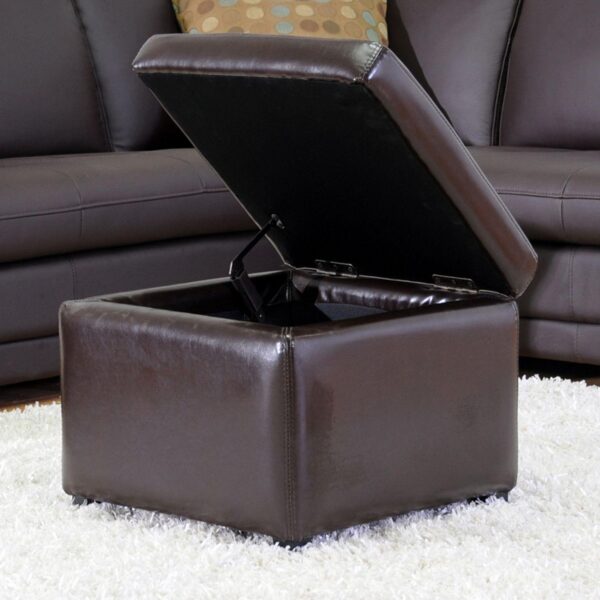 Baxton Studio Dark Brown Faux-Leather Storage Ottoman