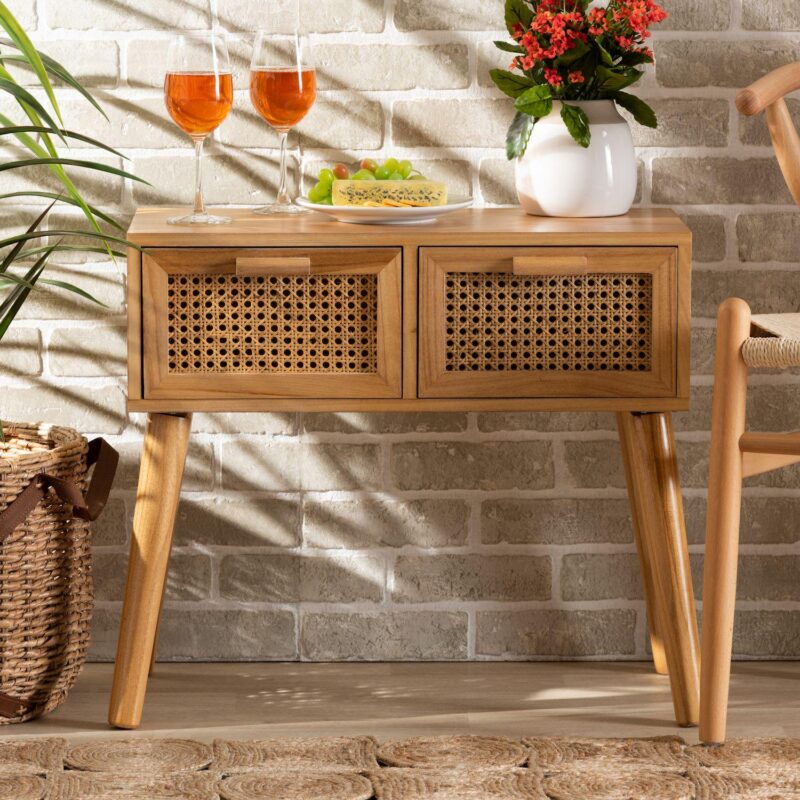 Baxton Studio Falan Rattan Accent Console Table - Image 2