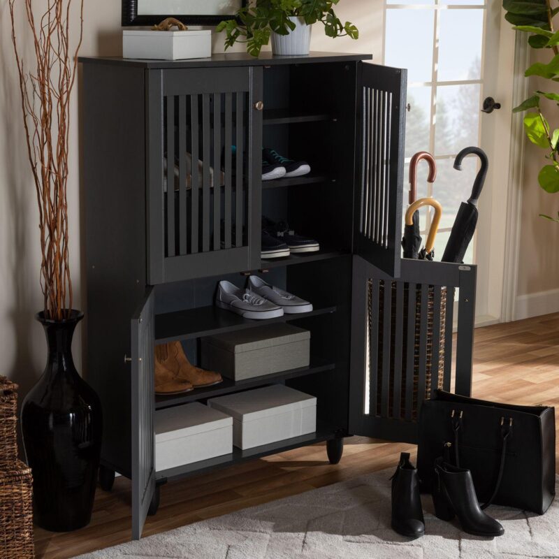 Baxton Studio Fernanda Charcoal Shoe Cabinet - Image 2