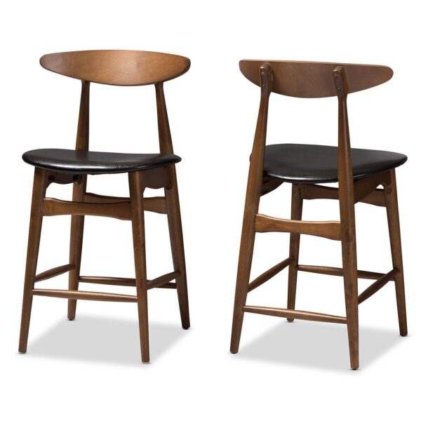 Baxton Studio Mid-Century Black Counter Stool 2-piece Set