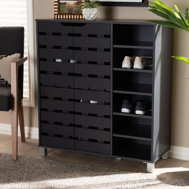 Baxton Studio Shirley Dark Gray Shoe Cabinet - Image 2