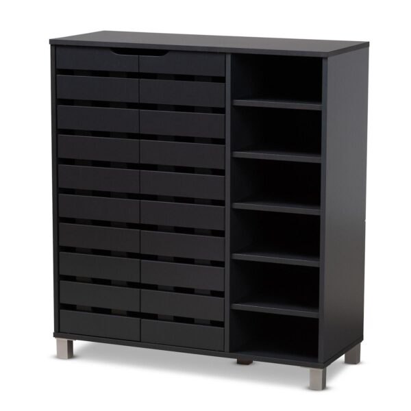 Baxton Studio Shirley Dark Gray Shoe Cabinet