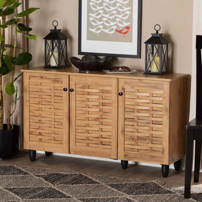 Baxton Studio Winda 3-Door Shoe Cabinet - Image 7