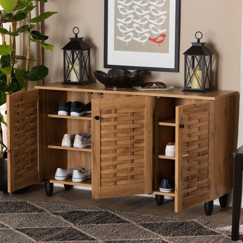 Baxton Studio Winda 3-Door Shoe Cabinet - Image 8