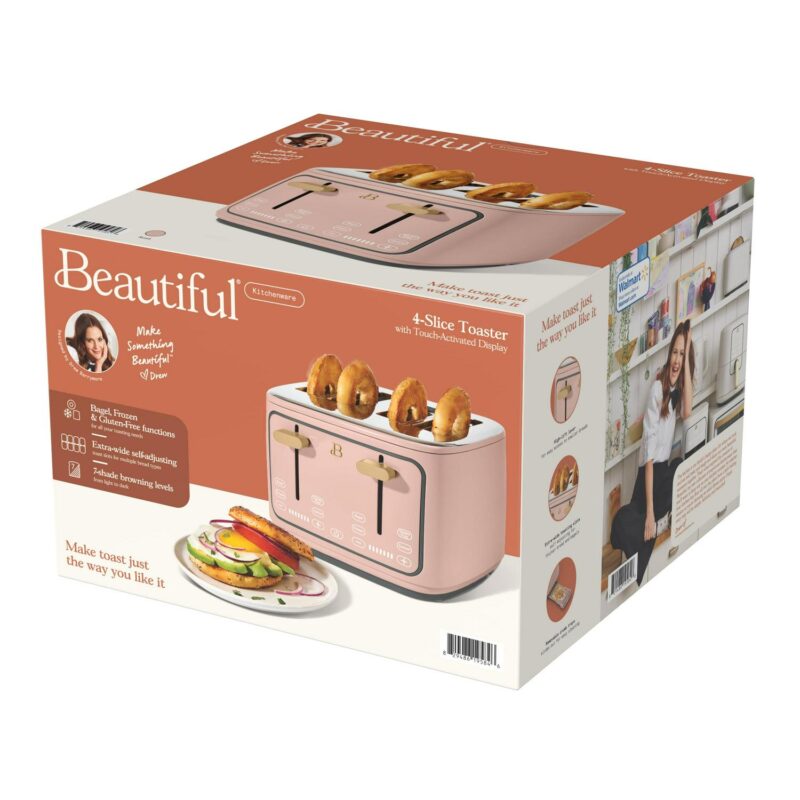 Beautiful 4-Slice Toaster with Touch-Activated Display, Rose by Drew Barrymore - Image 2