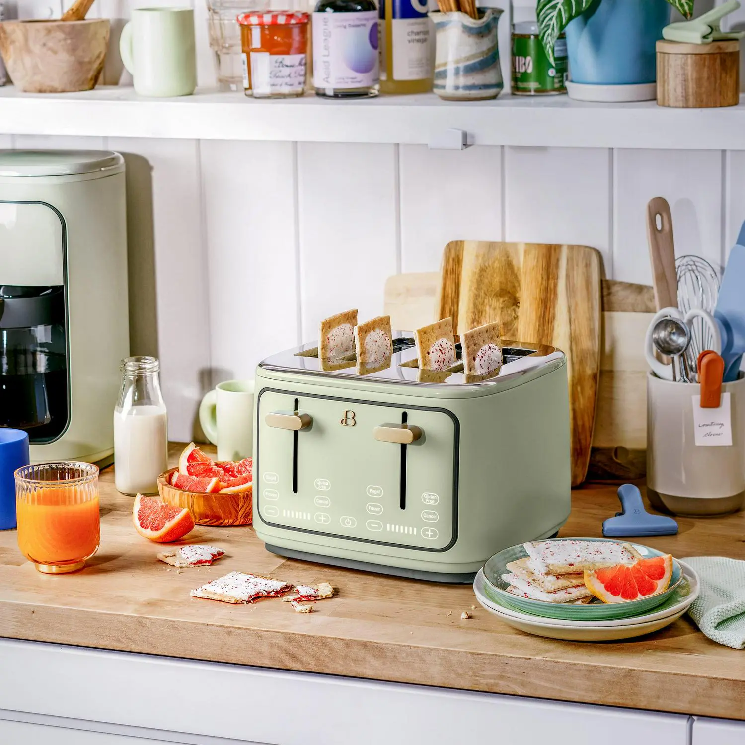 Beautiful 4-Slice Toaster with Touch-Activated Display, Sage Green by Drew Barrymore 9 Beautiful 4-Slice Toaster with Touch-Activated Display, Sage Green by Drew Barrymore - Image 9