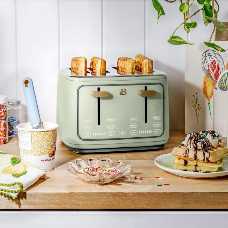 Beautiful 4-Slice Toaster with Touch-Activated Display, Sage Green by Drew Barrymore - Image 2