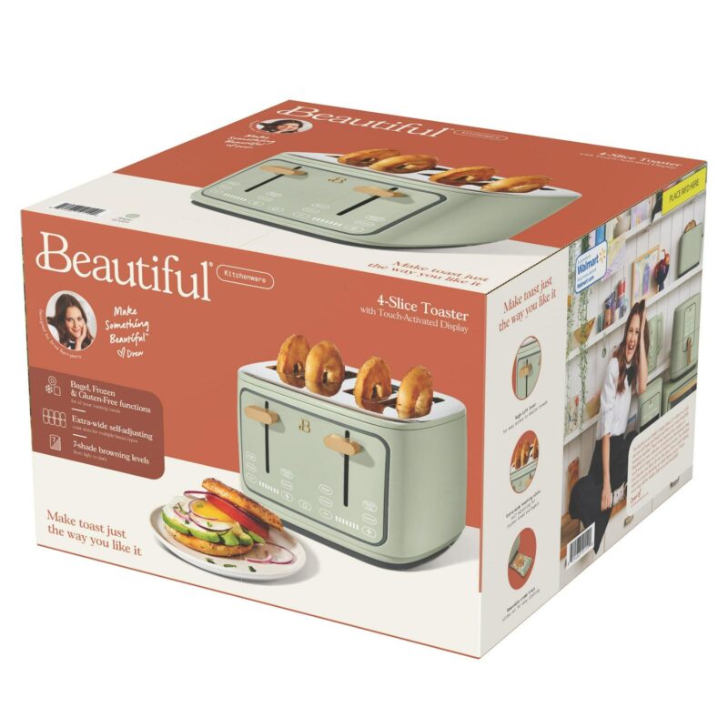 Beautiful 4-Slice Toaster with Touch-Activated Display, Sage Green by Drew Barrymore - Image 10