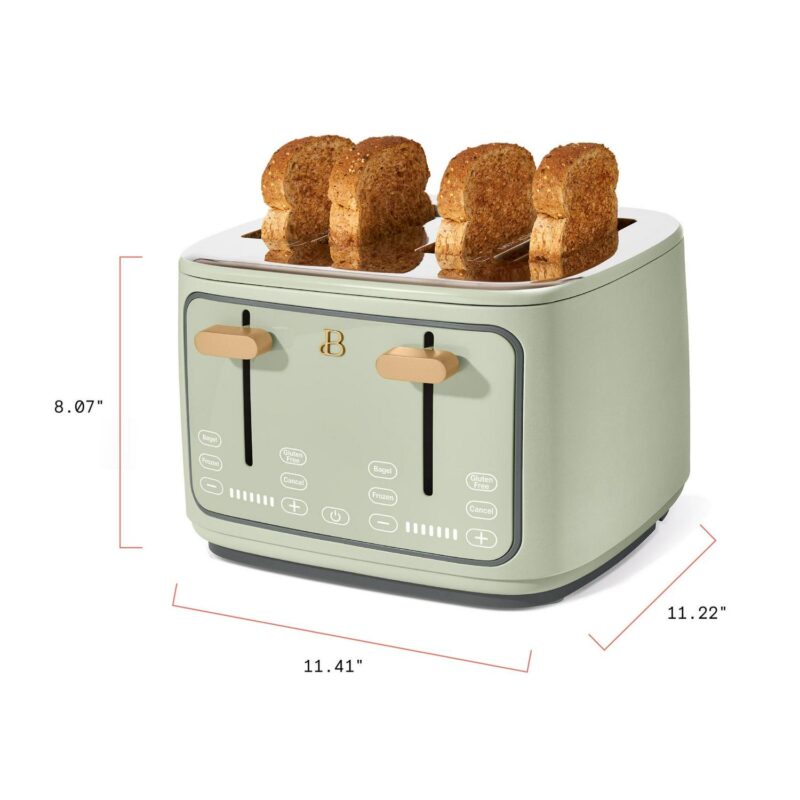 Beautiful 4-Slice Toaster with Touch-Activated Display, Sage Green by Drew Barrymore - Image 5