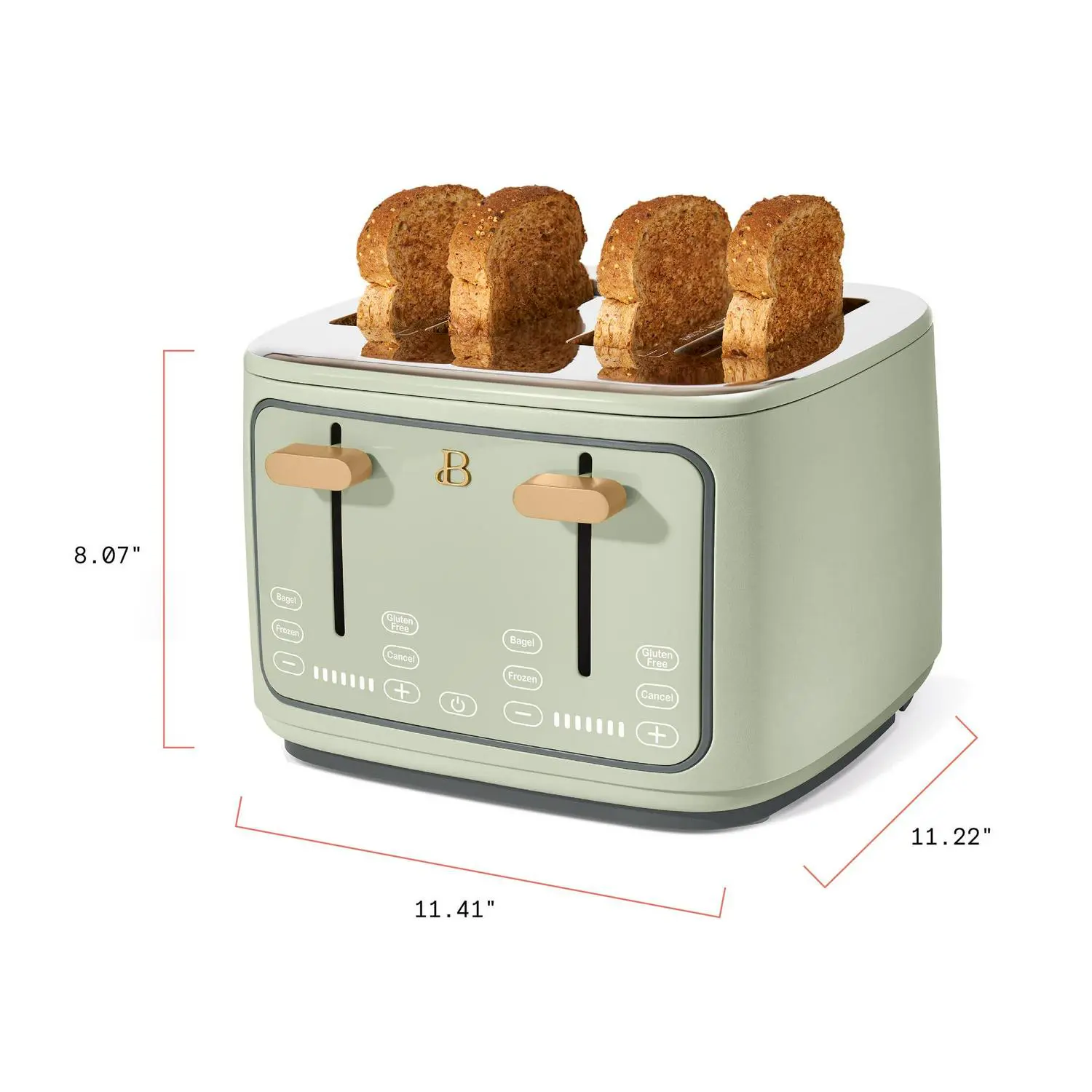 Beautiful 4-Slice Toaster with Touch-Activated Display, Sage Green by Drew Barrymore 5 Beautiful 4-Slice Toaster with Touch-Activated Display, Sage Green by Drew Barrymore - Image 5