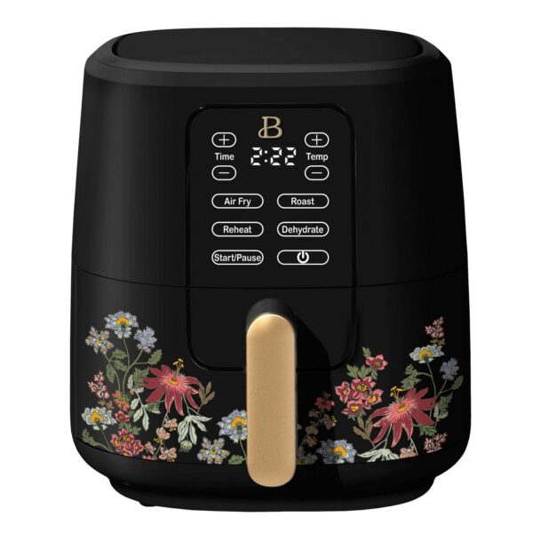 Beautiful 6 Qt Air Fryer with TurboCrisp Technology and Touch-Activated Display, Wildflower by Drew Barrymore, Black