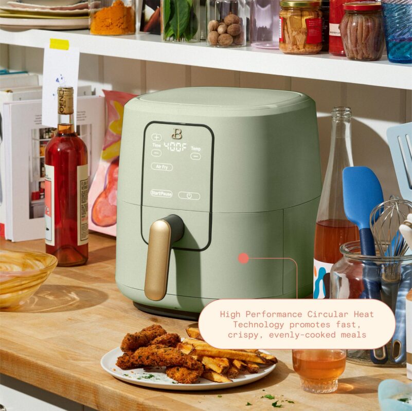 Beautiful 6 Qt Air Fryer with TurboCrisp Technology and Touch-Activated Display, Sage Green by Drew Barrymore - Image 2