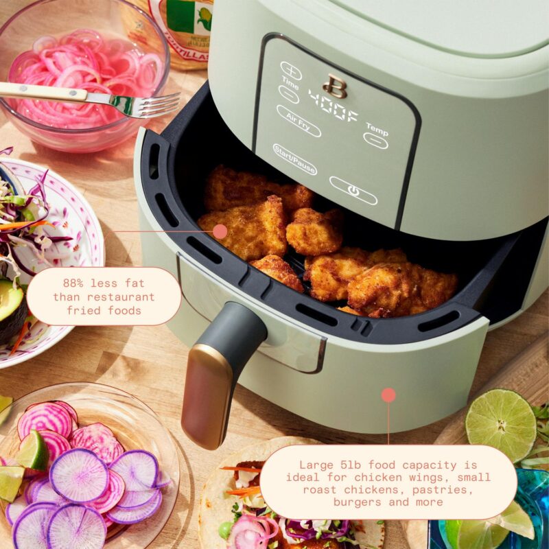 Beautiful 6 Qt Air Fryer with TurboCrisp Technology and Touch-Activated Display, Sage Green by Drew Barrymore - Image 5