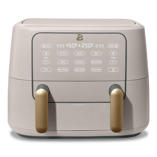 Beautiful 9 QT TriZone Air Fryer, Porcini Taupe by Drew Barrymore