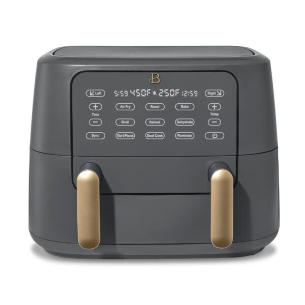 Beautiful 9 QT TriZone Air Fryer, Oyster Grey by Drew Barrymore