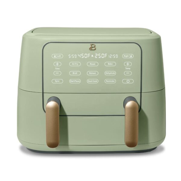 Beautiful 9 QT TriZone Air Fryer, Sage Green by Drew Barrymore