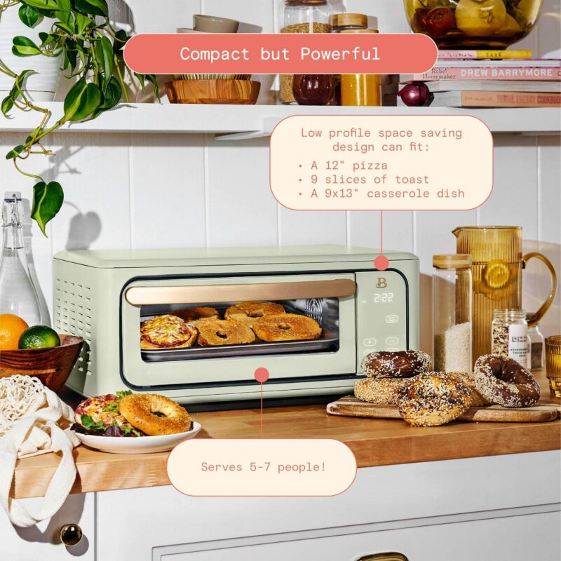 Beautiful Infrared Air Fry Toaster Oven, 9-Slice, 1800 W, Sage Green by Drew Barrymore - Image 3