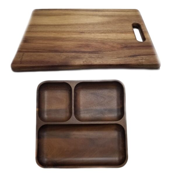 BergHOFF 2-pc. Acacia Wood Cutting Board and Divided Tray Set