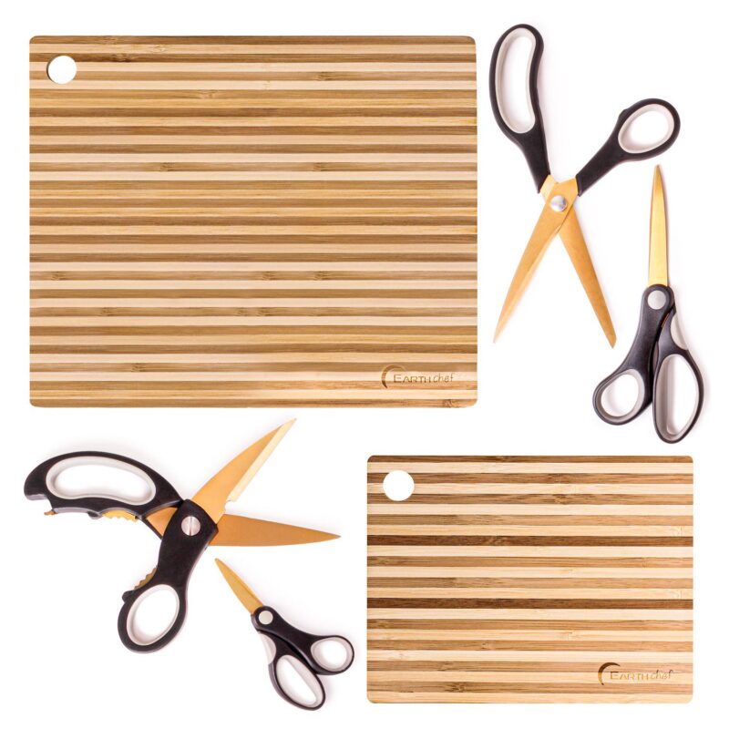BergHOFF 6-pc. Bamboo Prep Board and Gold Scissors Set - Image 3