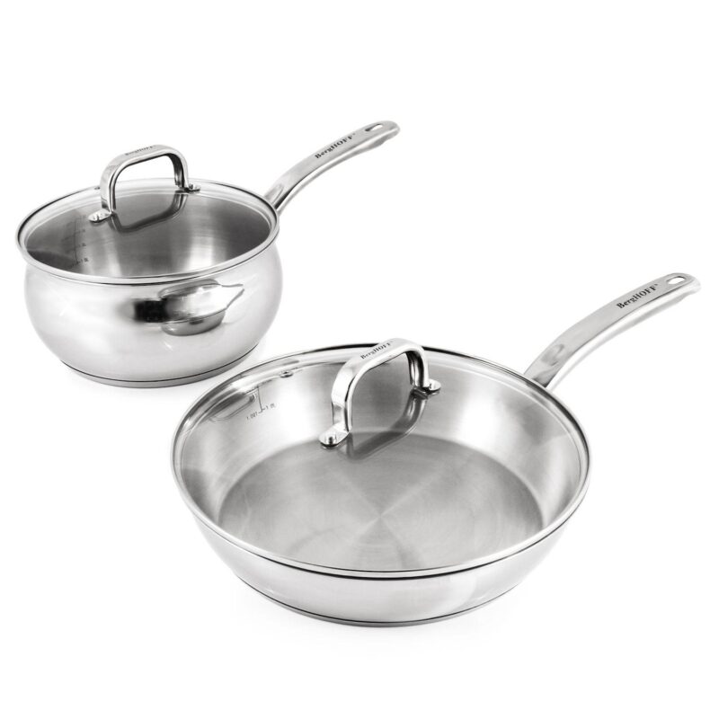 BergHOFF Belly Shape 7-pc. Stainless Steel Cookware Set with Glass Lids - Image 3