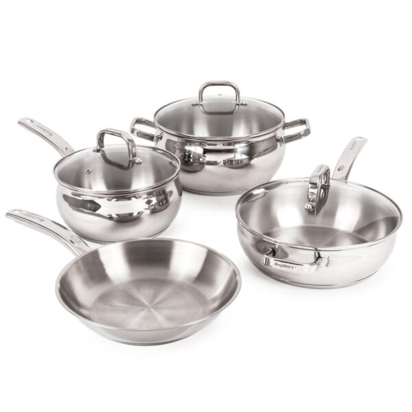 BergHOFF Belly Shape 7-pc. Stainless Steel Cookware Set with Glass Lids