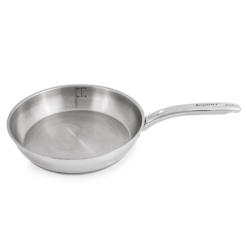 BergHOFF Belly Shape 18/10 Stainless Steel 10.5  2.5qt. Skillet with Glass Lid - Image 2