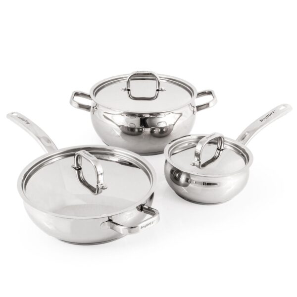 BergHOFF Belly Shape 6-pc. Stainless Steel Cookware Set with Stainless Steel Lids