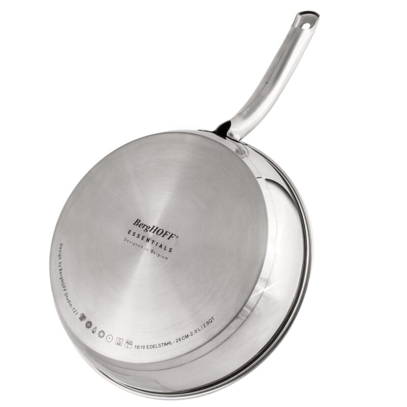 BergHOFF Belly Shape 18/10 Stainless Steel 10.5  2.5qt. Skillet with Glass Lid - Image 3