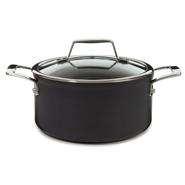 BergHOFF Essentials Nonstick Hard Anodized 8  Stockpot 3.3qt. With Glass Lid