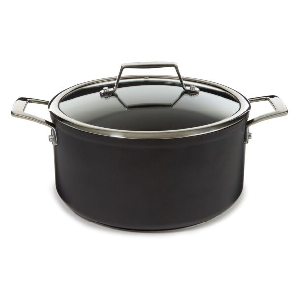 BergHOFF Essentials Nonstick Hard Anodized 10  Stockpot 5.3qt. With Glass Lid