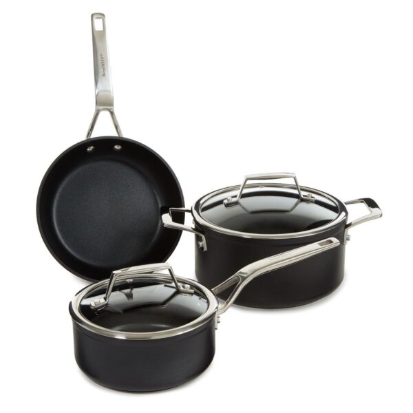 BergHOFF Essentials 5-pc. Nonstick Hard Anodized Cookware Set For Two With Glass Lid