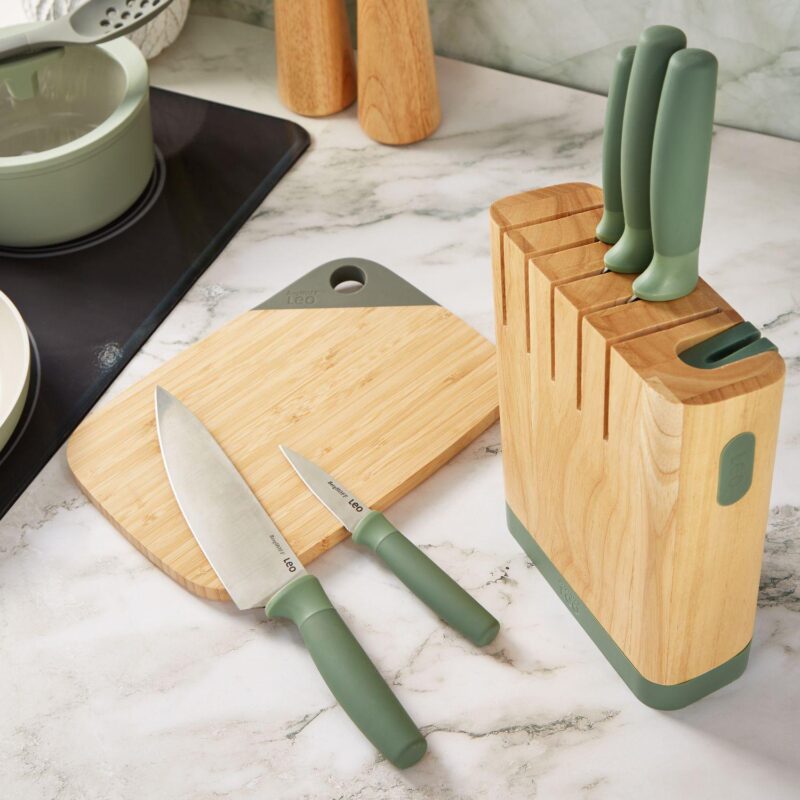 BergHOFF Leo Forest Stainless Steel 6-piece Knife Block Set - Image 2