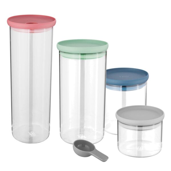 BergHOFF Leo Glass Food Container and Scoop 5-Piece Set