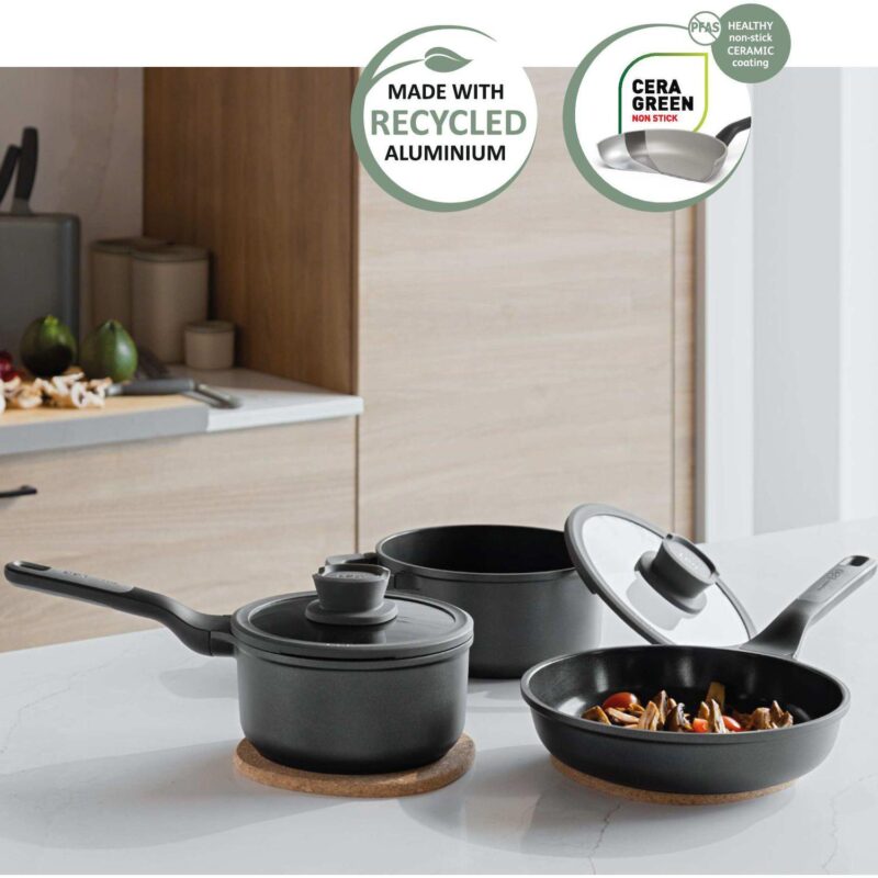 BergHOFF Leo Stone+ Nonstick Ceramic Sauce Pan with Lid - Image 6