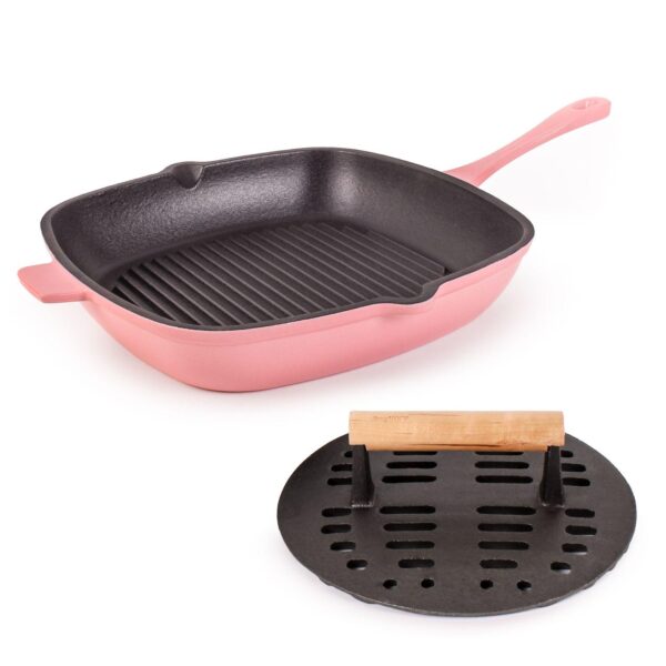 BergHOFF Neo 2-pc. Cast-Iron Grill Pan and Slotted Steak Press Set