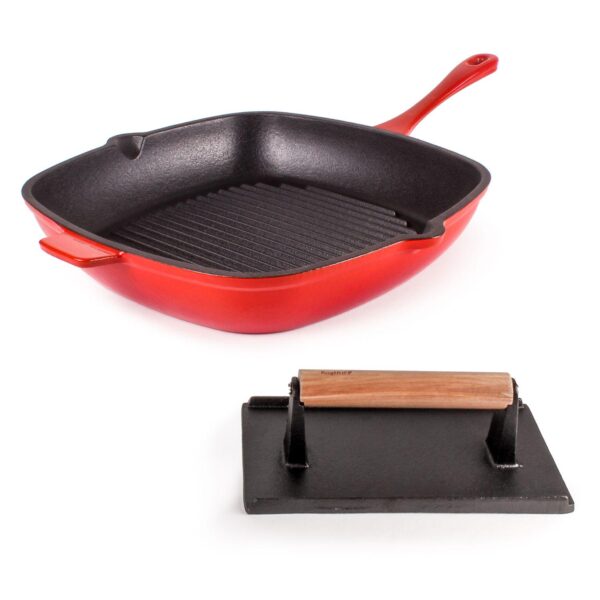 BergHOFF Neo 2-pc. Cast-Iron Grill Pan and Bacon/Steak Press Set