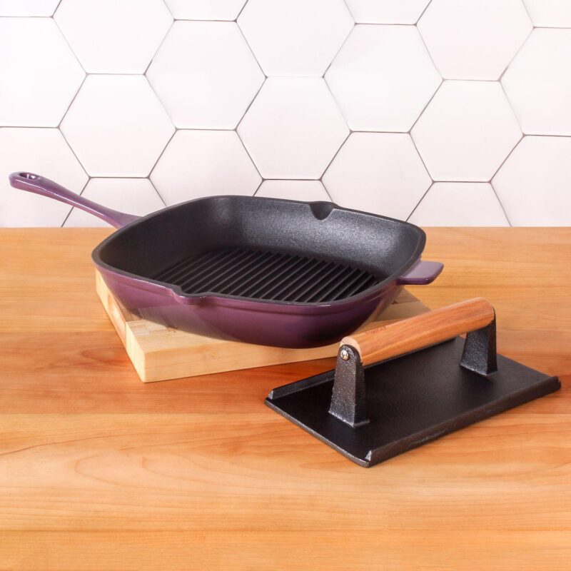 BergHOFF Neo 2-pc. Cast-Iron Grill Pan and Bacon/Steak Press Set - Image 2