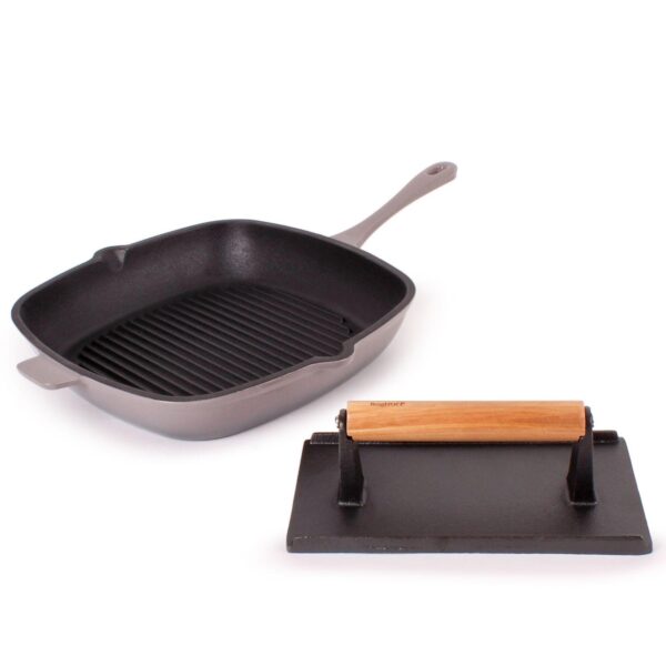 BergHOFF Neo 2-piece Cast Iron 11-in. Grill Pan and Steak Press