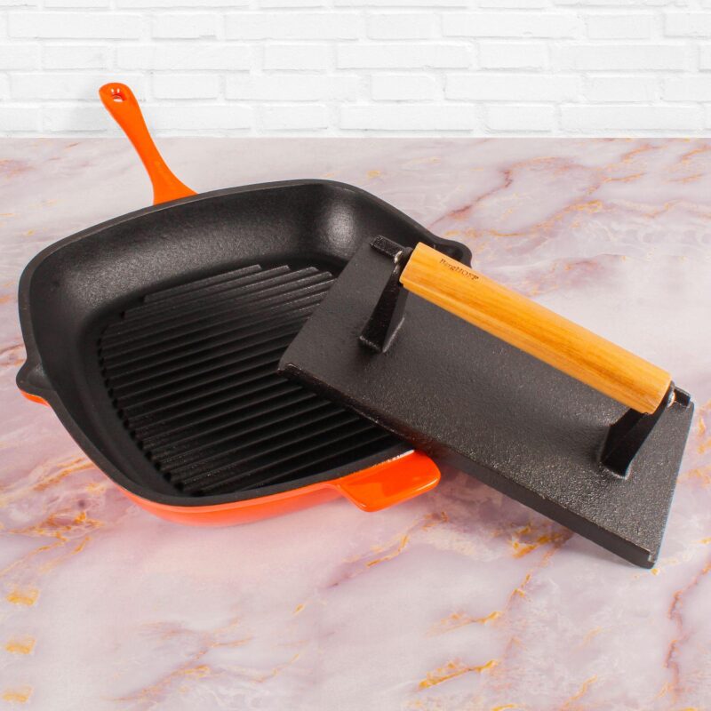 BergHOFF Neo 2-piece Cast Iron 11-in. Grill Pan and Steak Press - Image 2