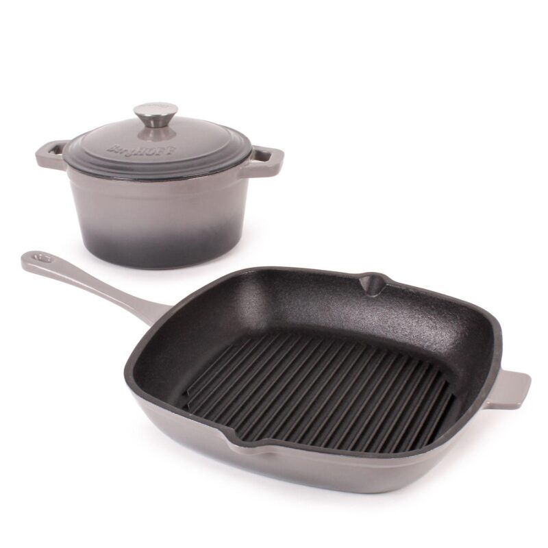 BergHOFF Neo 3 pc Cast Iron Cookware Set, Grill Pan and Round Dutch Oven - Image 8