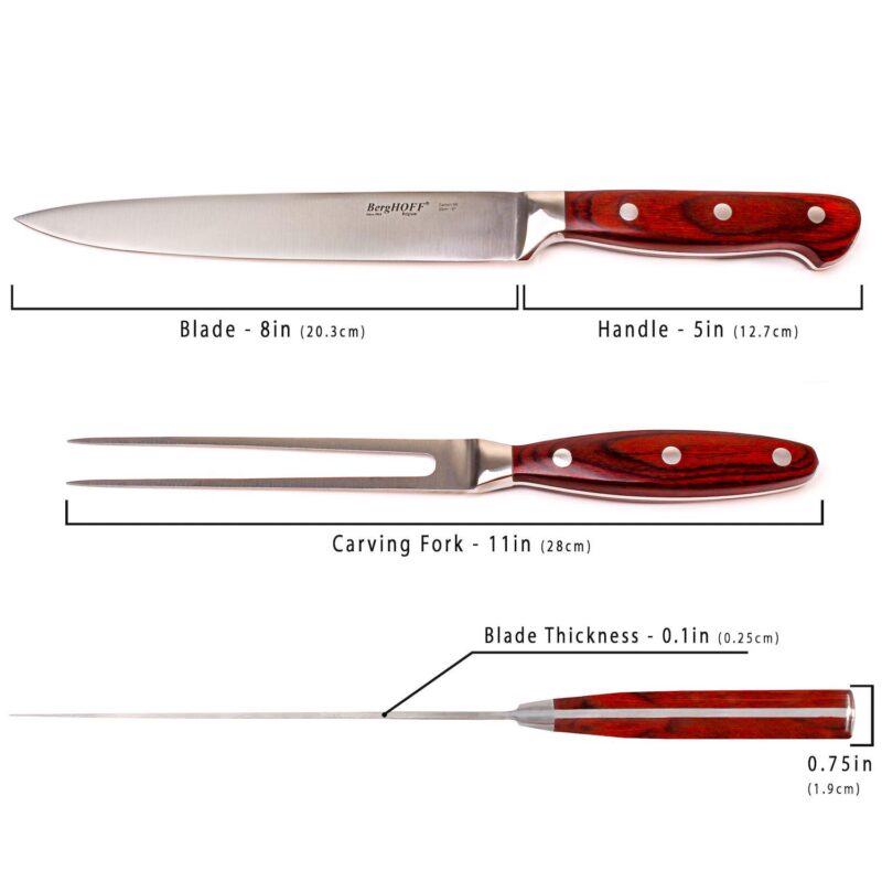 BergHOFF Pakka Wood 7-Piece Stainless Steel Steak and Carving Knife Set - Image 4