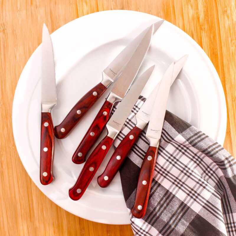 BergHOFF Pakka Wood 7-Piece Stainless Steel Steak and Carving Knife Set - Image 5