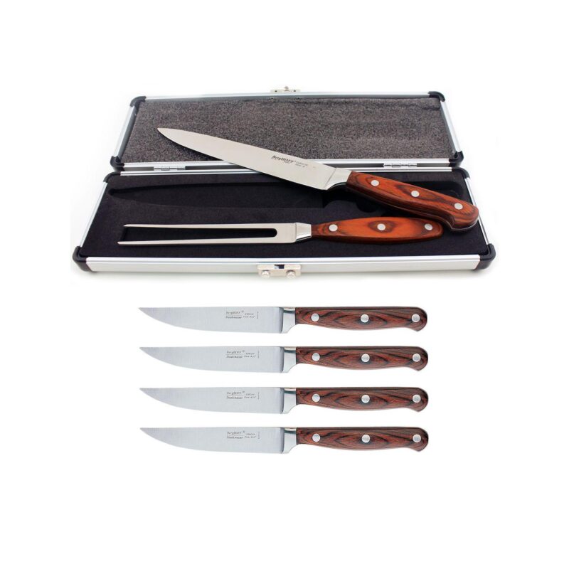BergHOFF Pakka Wood 7-Piece Stainless Steel Steak and Carving Knife Set - Image 3