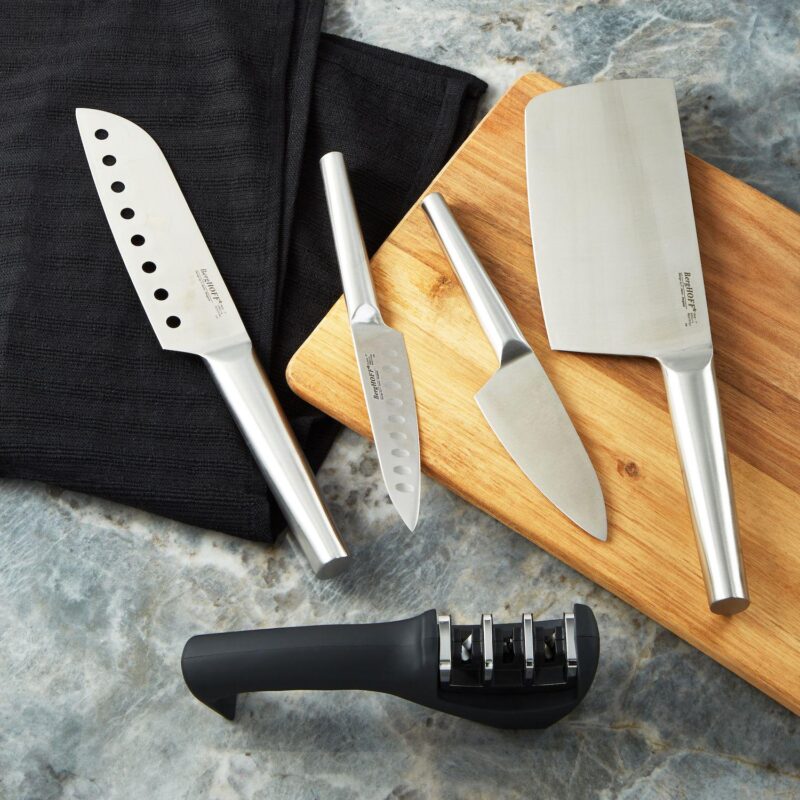 BergHOFF Straight 5-piece 18/10 Stainless Steel Specialty Knife Set with 3-Slot Sharpener - Image 2
