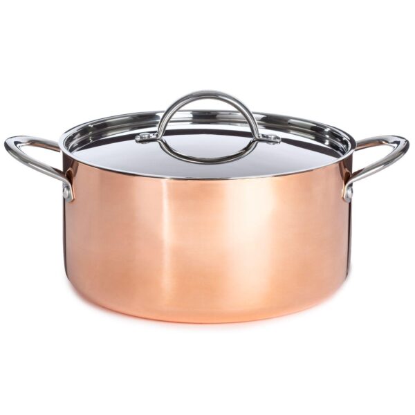 BergHOFF Vintage Tri-Ply Copper 9.5  5.75qt. Polished Stockpot with Lid